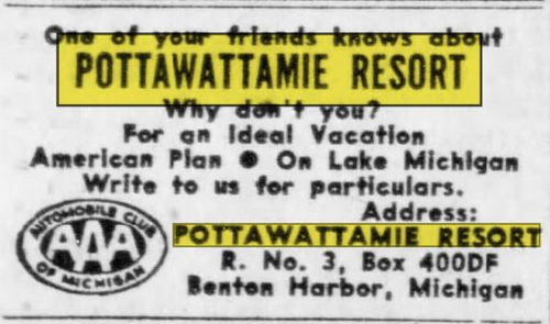 Pottawattamie Resort - May 4 1958 Ad